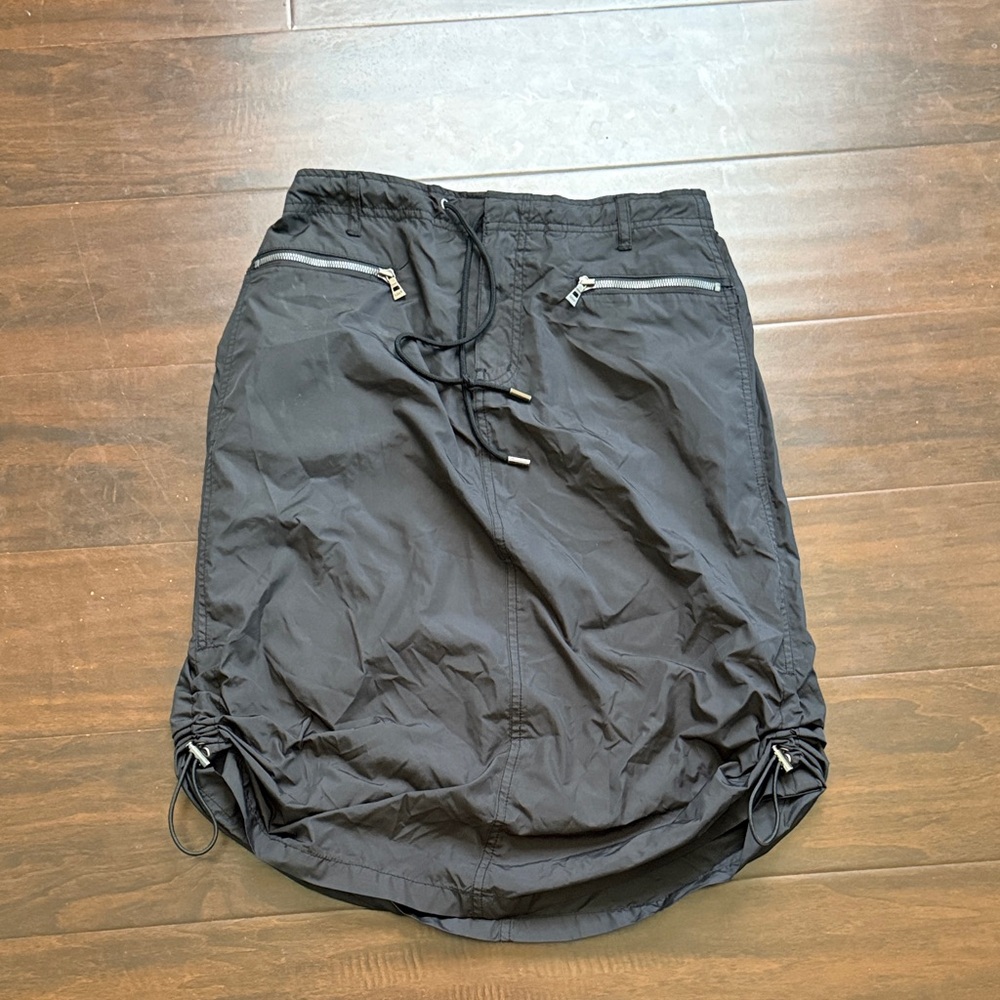 High-Low Black Drawstring Utility Skirt